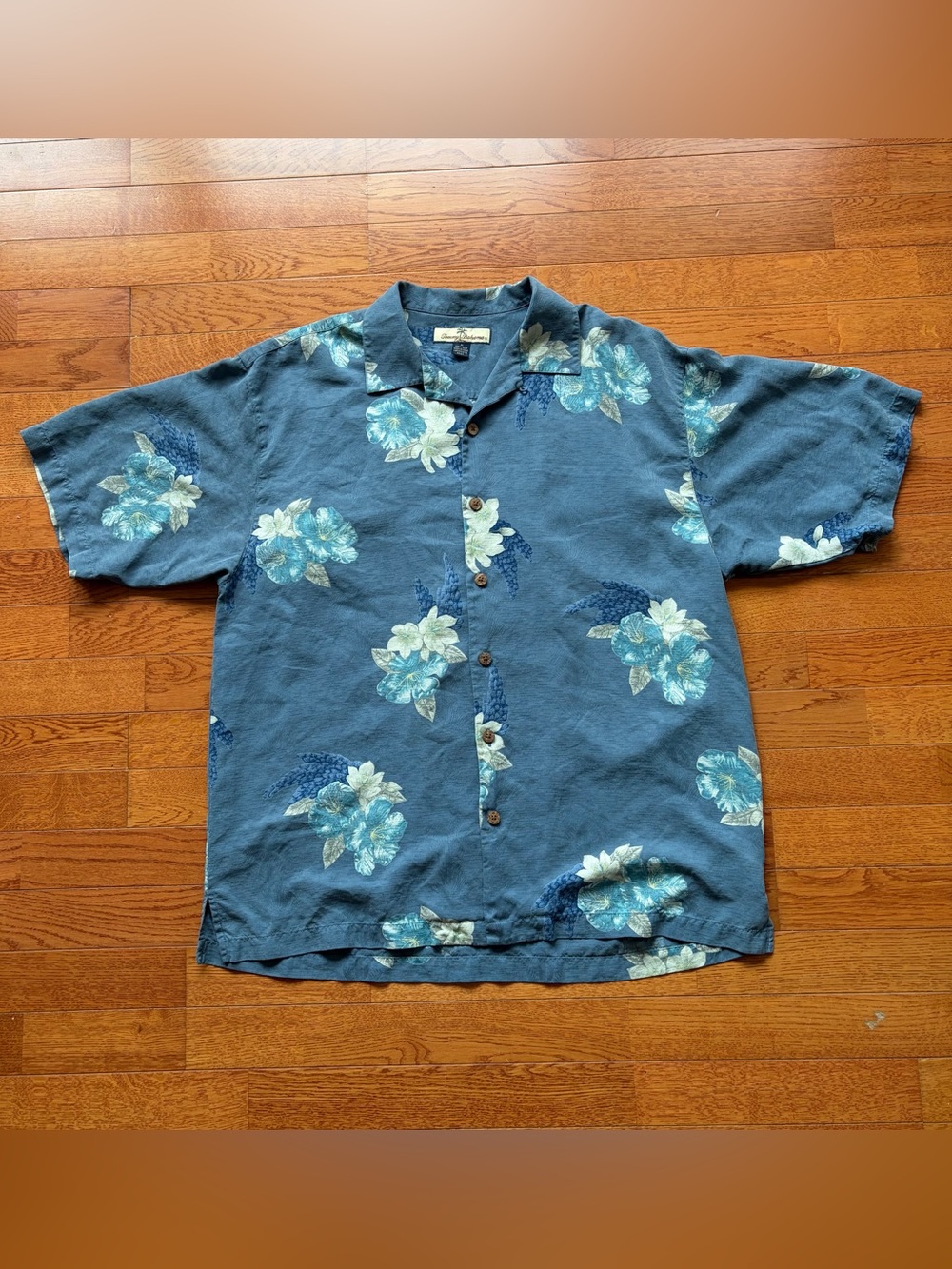 Tommy Bahama Silk Blue Floral Hawaiian Shirt
